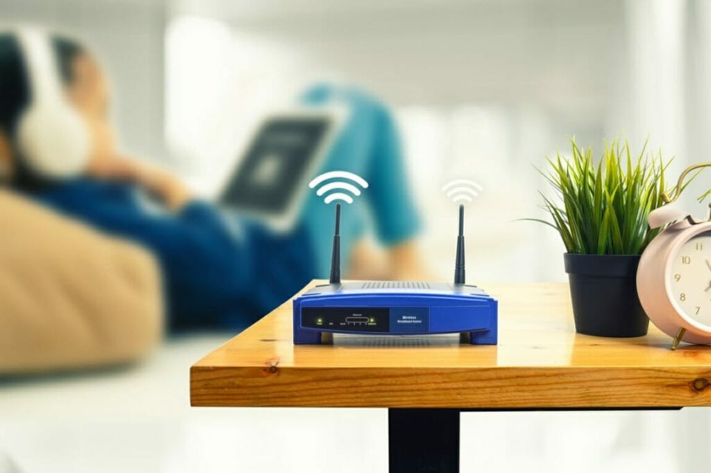 Wi-Fi router on table for wifi smart home
